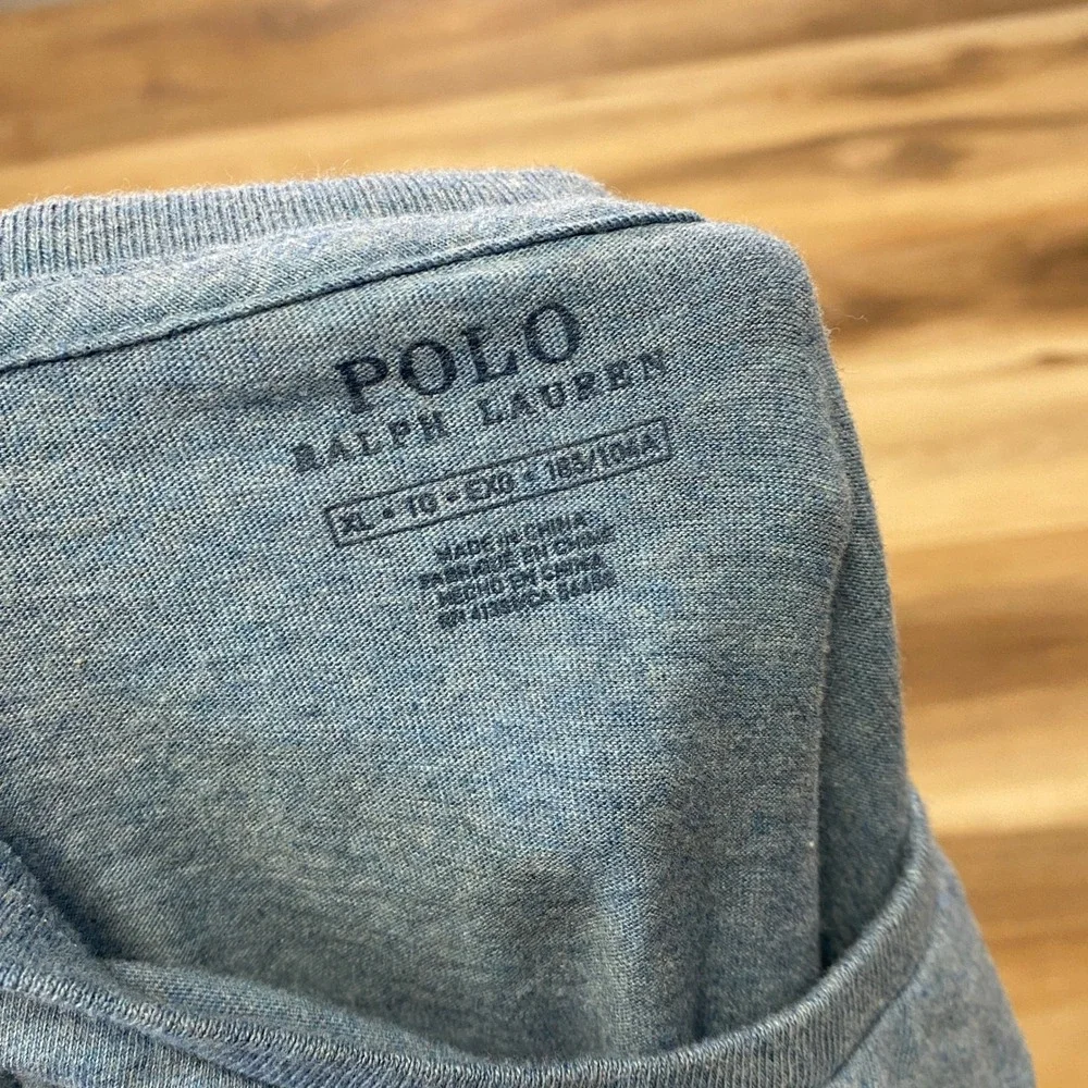 Polo Ralph Lauren Long Sleeve Shirt XL Blue Heather Cotton Crew Neck Tee